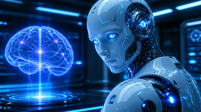 Faceless thumbnail example — AI robot