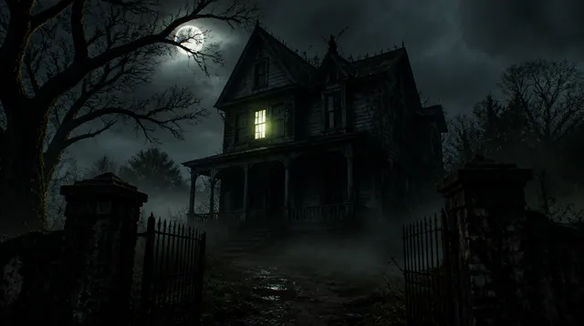 Horror thumbnail example — house at night